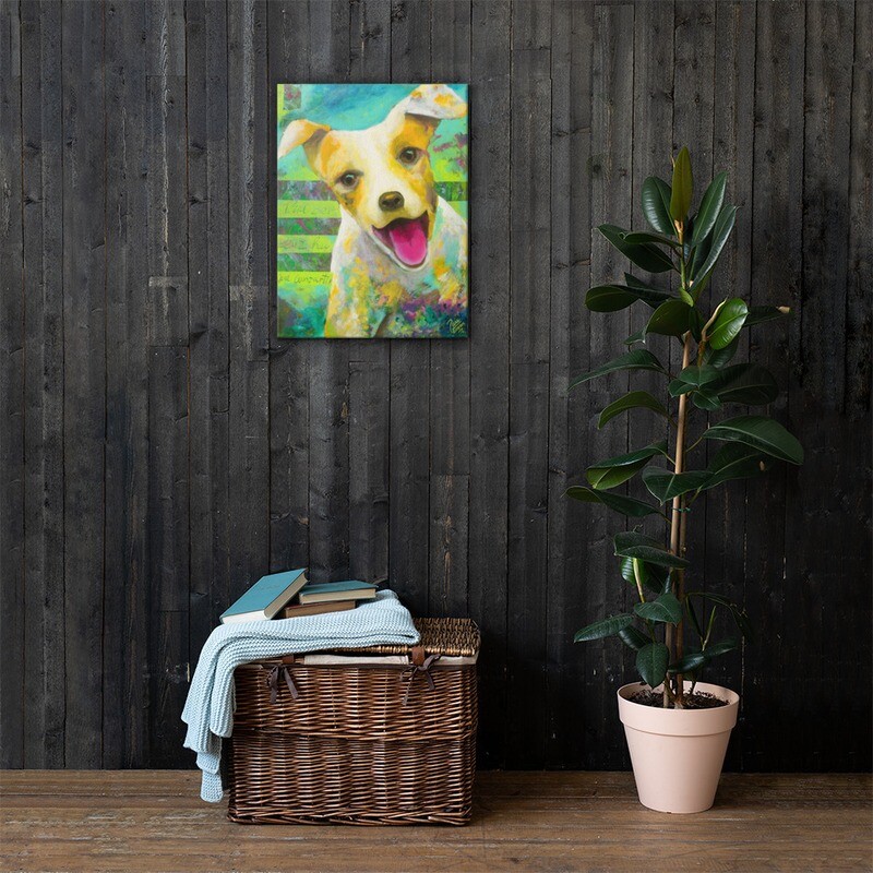 Zaguate, a wise and happy dog - Costa Rica Art 18 x 24&quot;