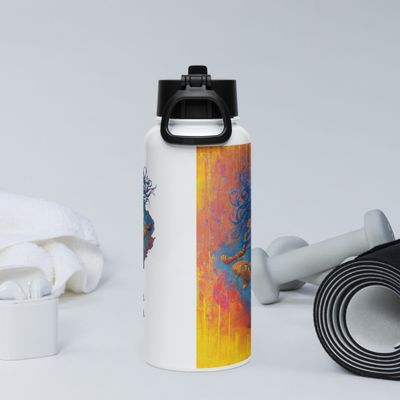 Inner Goddess Art. Stainless steel water bottle with a straw lid