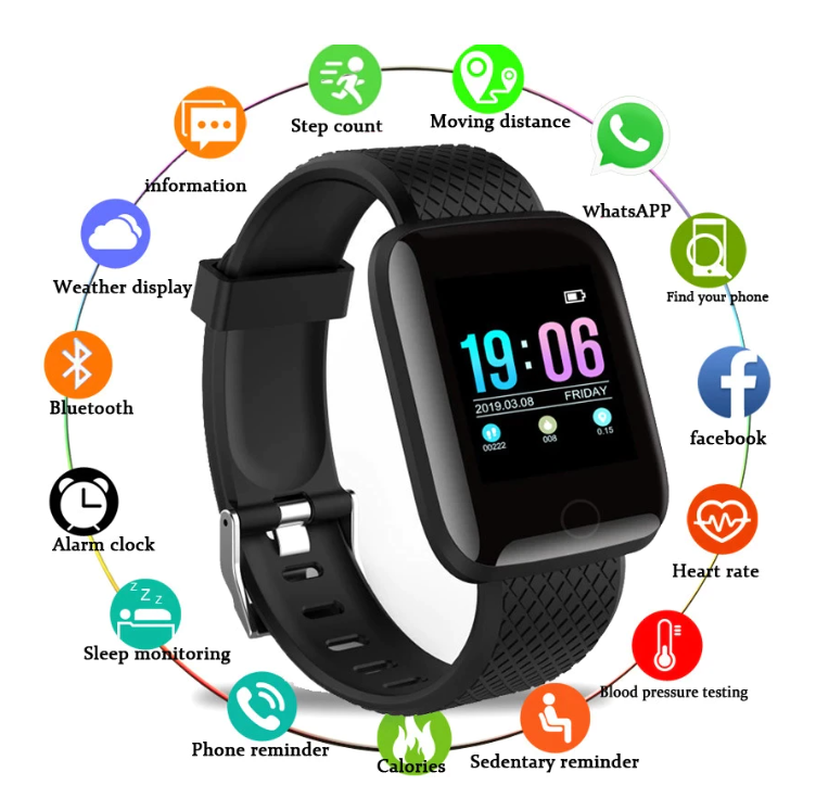 116Plus Smart Bracelet Sports Bracelet D13 Color Screen Bracelet Sports Pedometer Bluetooth Reminder Heart Rate Blood Pressure