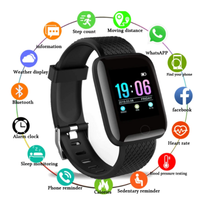 116Plus Smart Bracelet Sports Bracelet D13 Color Screen Bracelet Sports Pedometer Bluetooth Reminder Heart Rate Blood Pressure