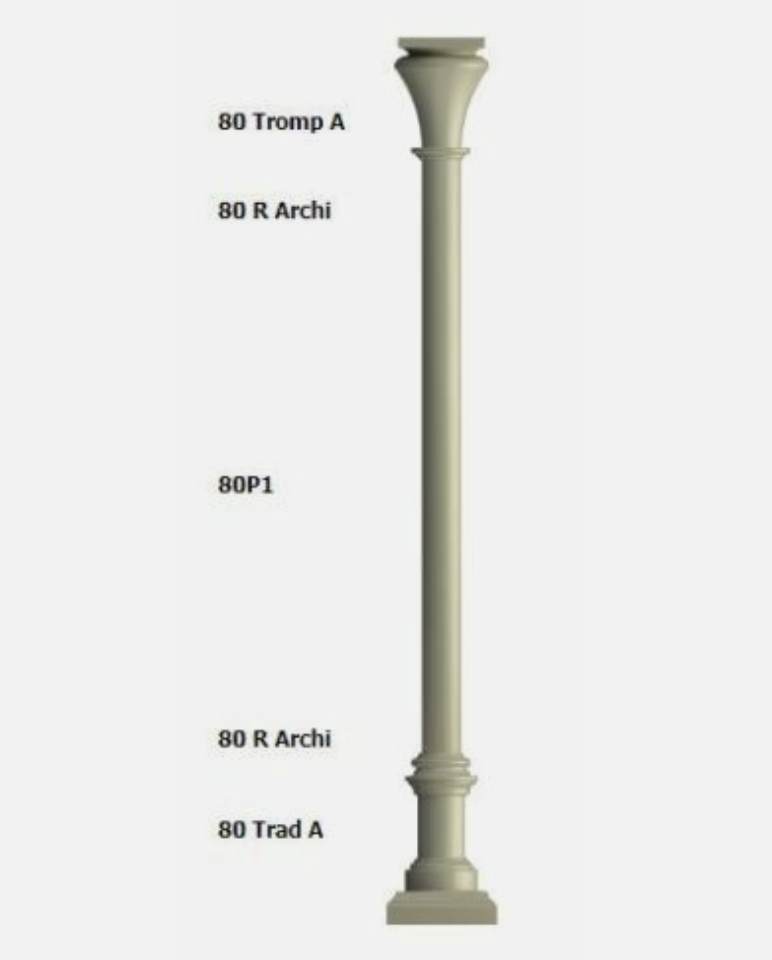Aluminium Decorative Columns 80mm Round Unfinished