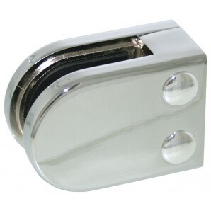 Mirror Polished 316 Grade Stainless Steel Glass Clamp for 10mm Glass - Flat Backed