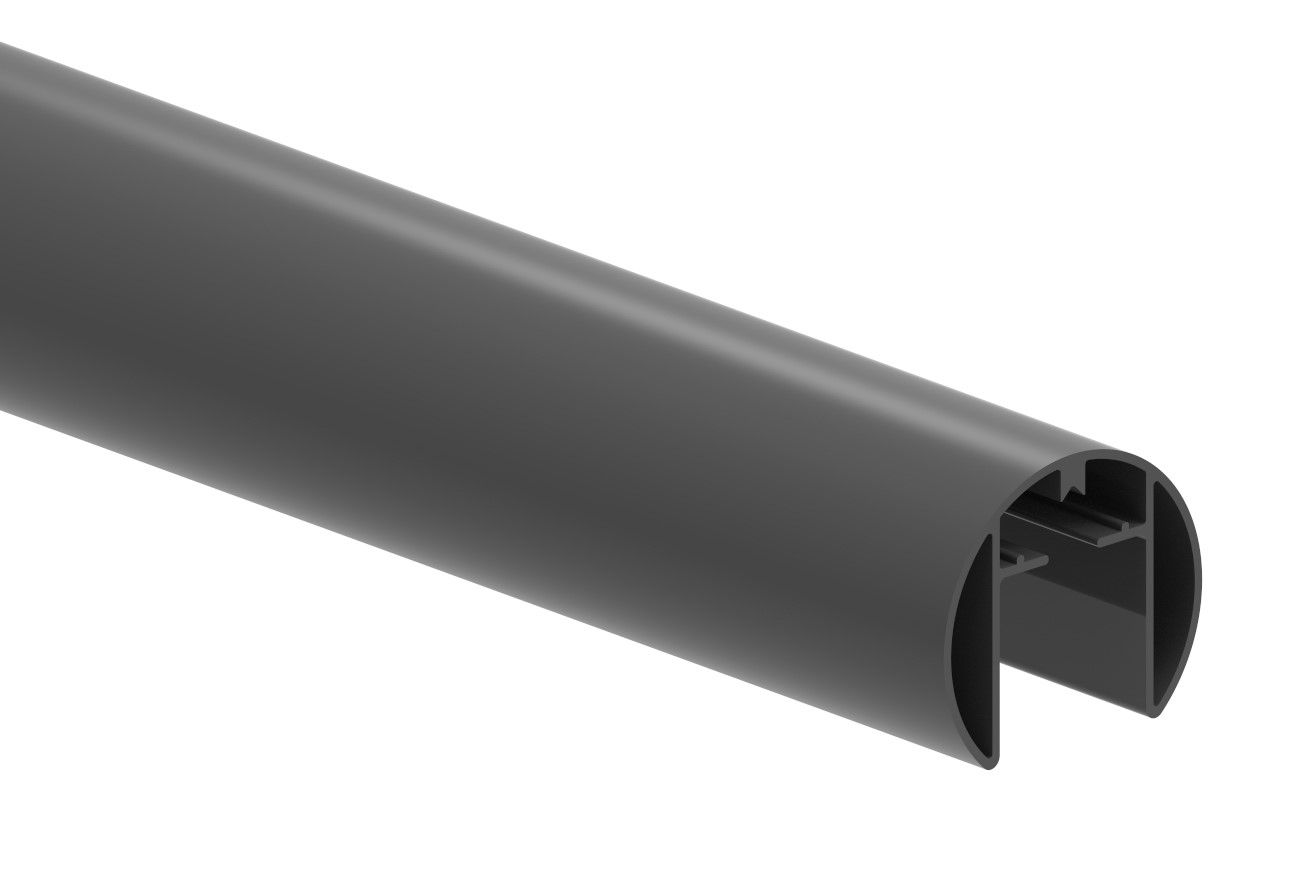 Anthracite Grey 42.4mm Round Aluminium Slotted Tube (3 Metre Length)