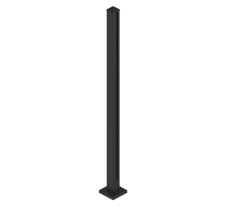 Black Aluminium 90D Post for 10 - 11.52mm Glass