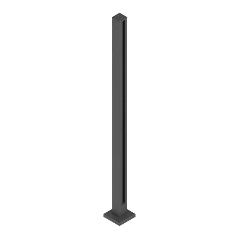 Anthracite Grey Aluminium 90D Post for 10 - 11.52mm Glass
