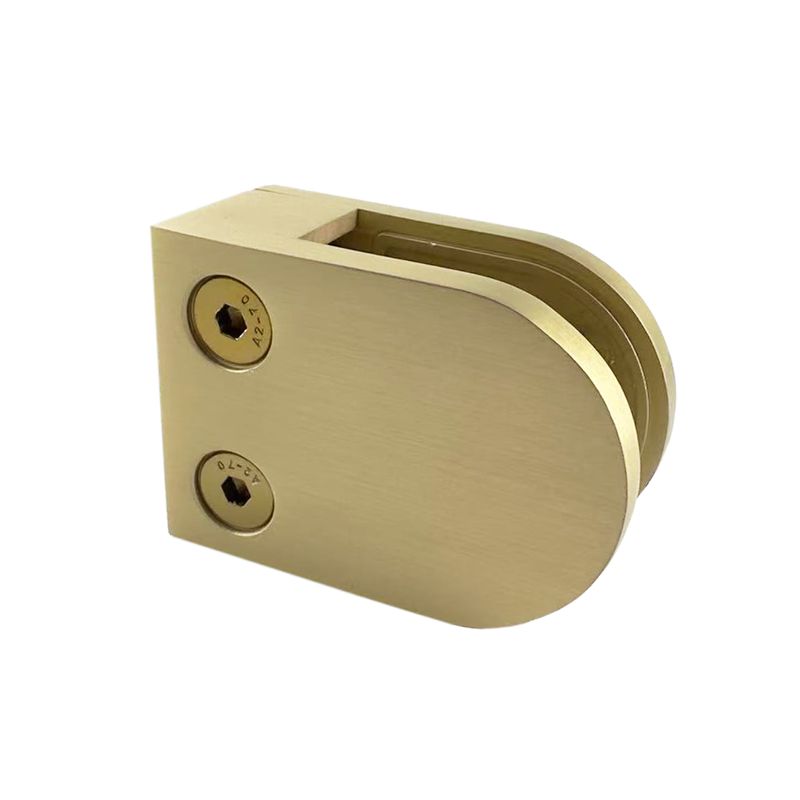 Satin Brass Glass Clamp for 10mm Glass - Flat Backed