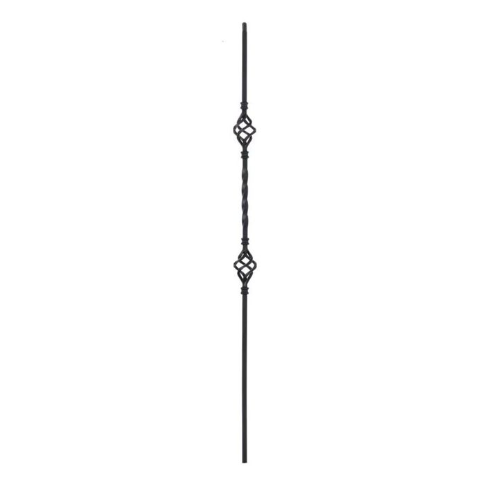 KT-005 Satin Black Double Basket Staircase Spindle 12mm Square
