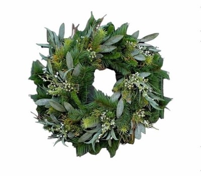 Natural Pine and Seeded Eucalyptus Christmas Wreath