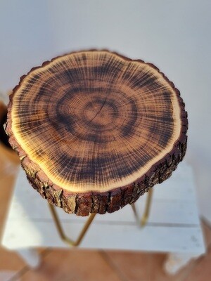 Mesa auxiliar &quot;Flamed&quot; - diámetro 35cm - roble macizo