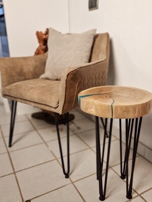 Mesa auxiliar &quot;resina&quot; - diámetro 34 cm - roble