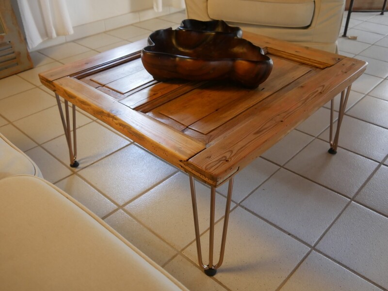 Coffee Table &quot;Driftwood Window&quot; with Hairpin Legs - Upcycling / Driftwood