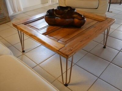 Mesa de salon &quot;Driftwood&quot; con patas en forma de horquilla - upcycling / driftwood