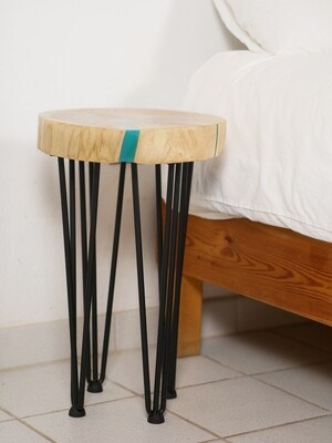 Side Table &quot;Resin&quot; - Diameter 34 cm - Oak