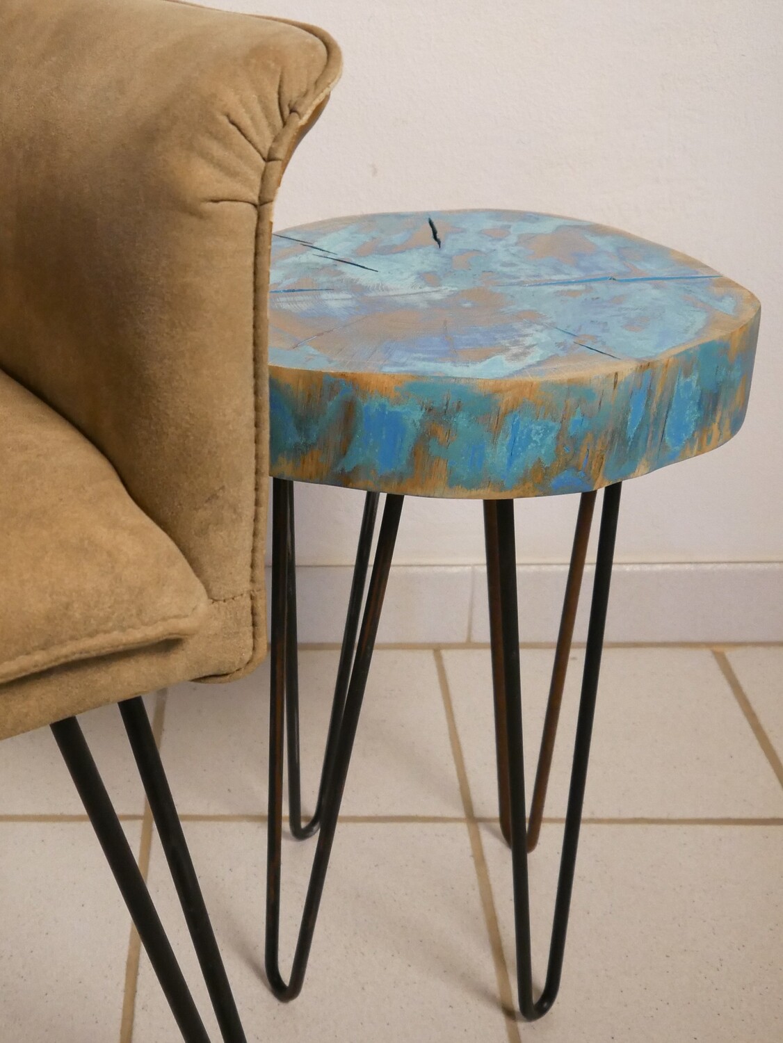 Side table &quot;Ocean&quot; diameter 32 cm - solid oak