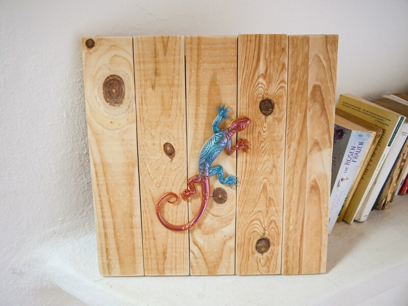 Bild Palette und Epoxidharz - &quot;Gecko&quot; - 35 x 35 x 2 cm