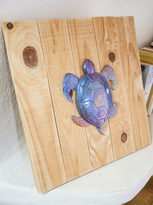 Cuadro palet y resina epoxi - &quot;Tortuga - 35 x 35 x 2 cm