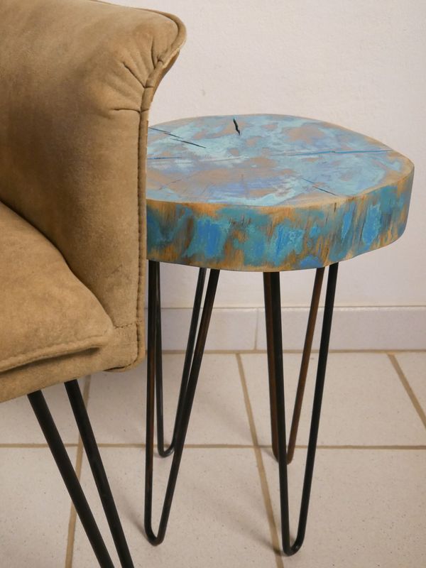 Side table &quot;Ocean&quot; diameter 32 cm - solid oak