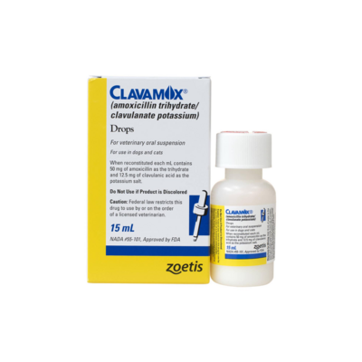 Clavamox (Amoxicillin / Clavulanate Potassium) Oral Suspension for Dogs &amp; Cats, 15-mL