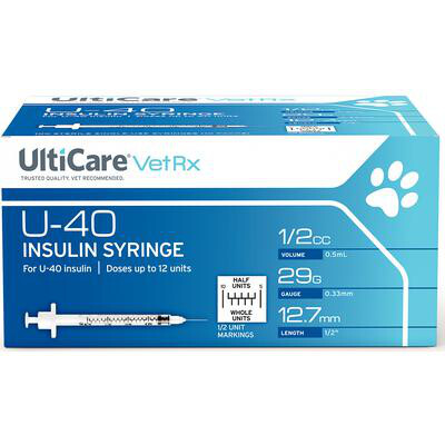 UltiCare Insulin Syringe with Needle: 1/2ml, U-40, 29g x 1/2&quot;, 100 Count