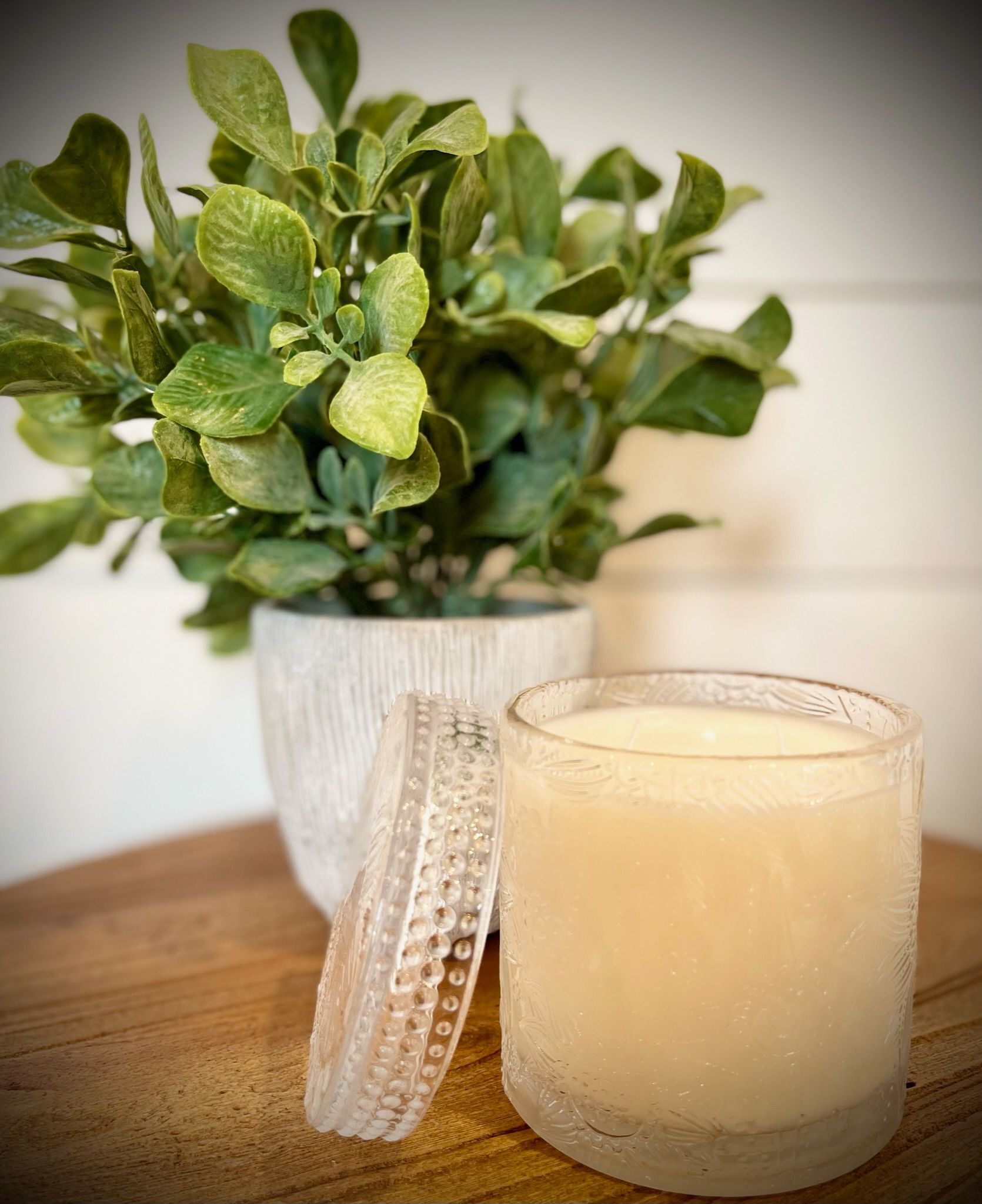 Floral Clear Glass with Lid  - 11 oz