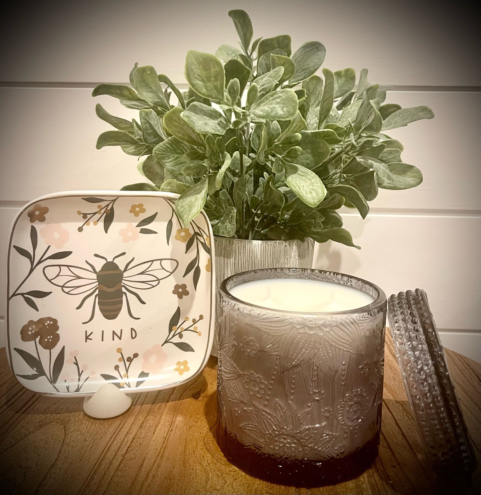 Floral Smokey Glass with Lid  - 11 oz