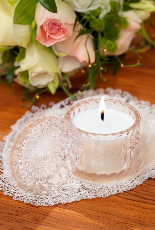 Diamond Glass Rose with Lid  - 7.5 oz