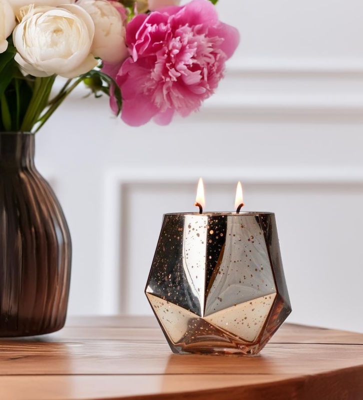 Rose Gold Geometric Speckled Glass - 17 oz