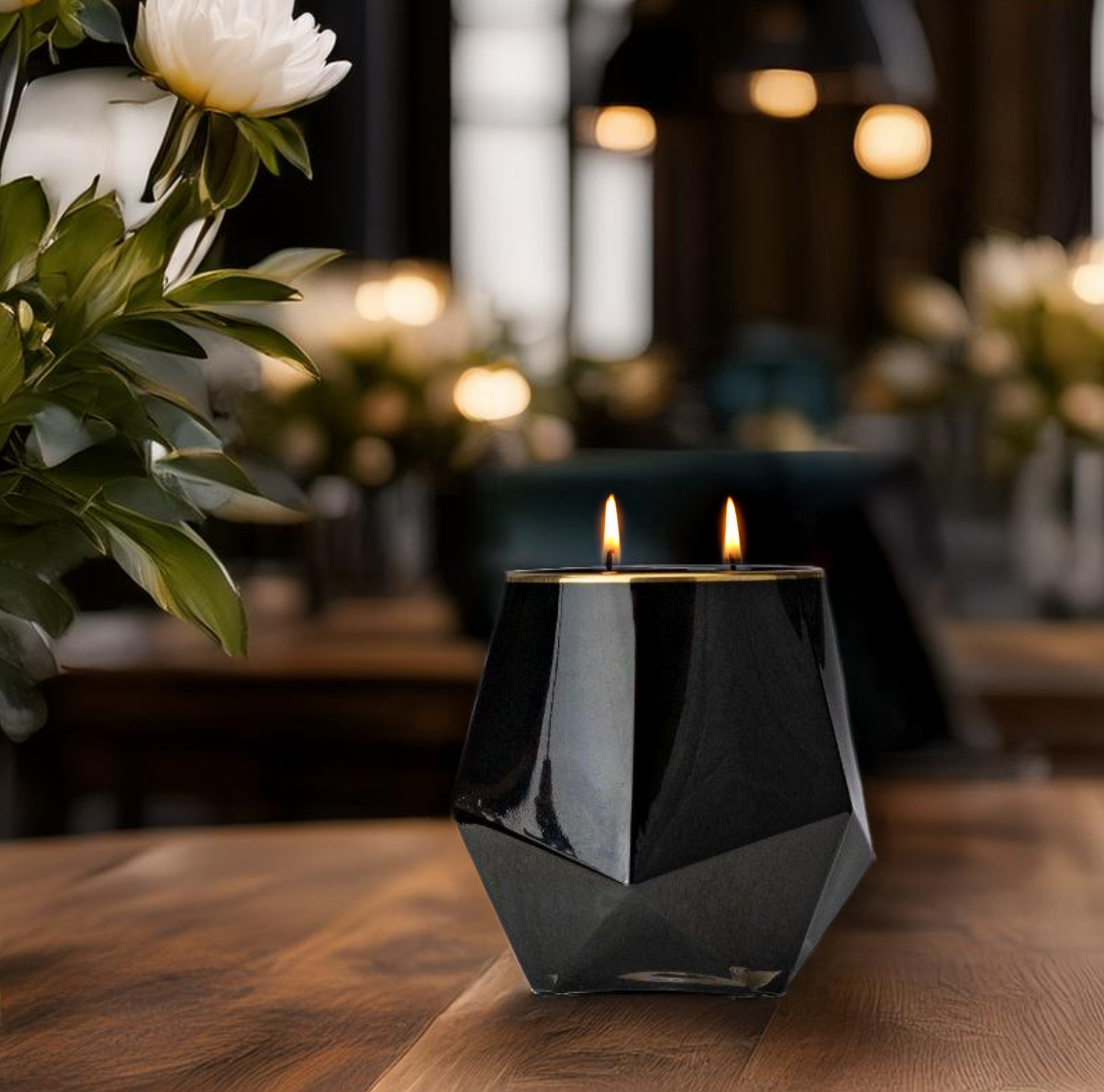 Black Geometric Glass - 17 oz