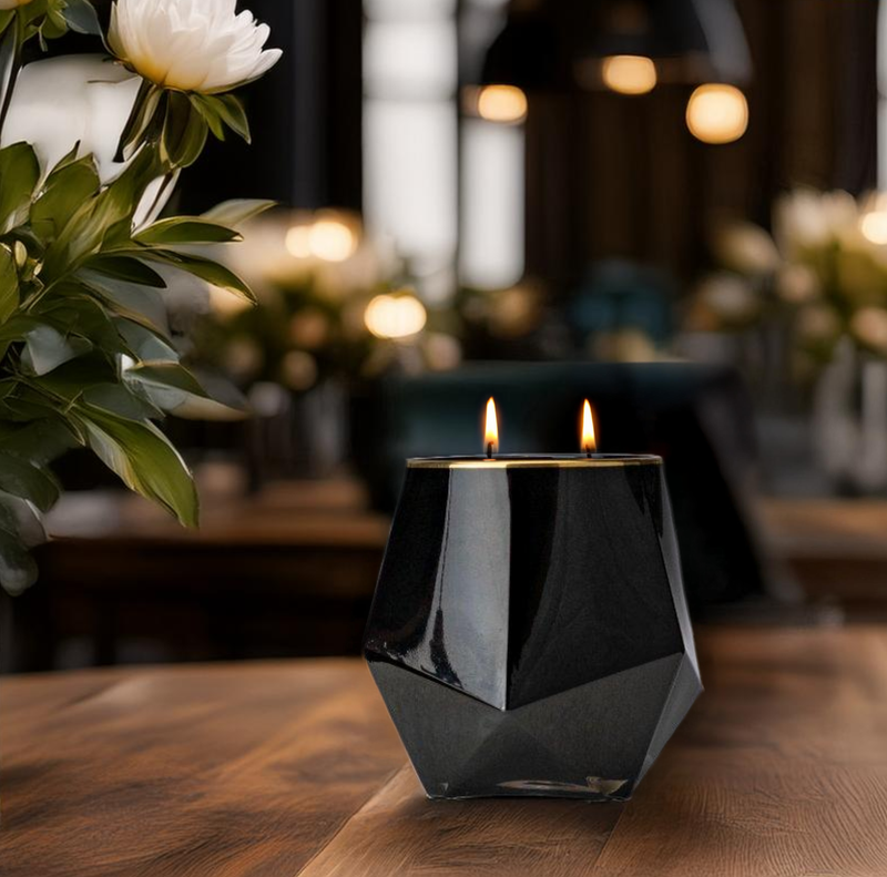 Black Geometric Glass - 17 oz