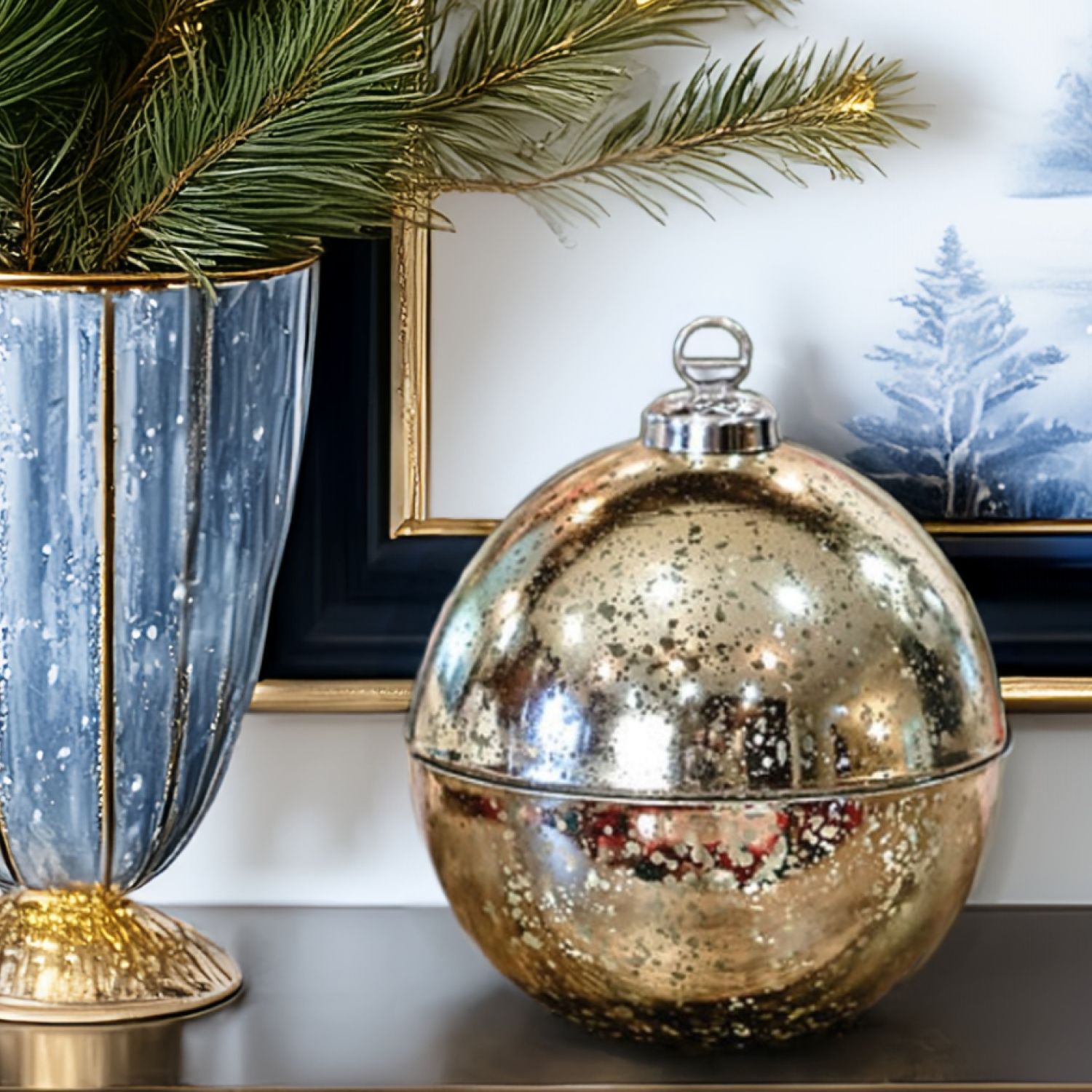 Gold Mercury Glass Ornament  - 8 oz