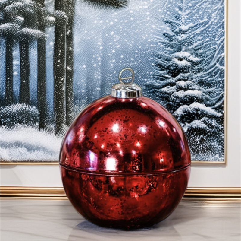 Red Mercury Glass Ornament  - 8 oz