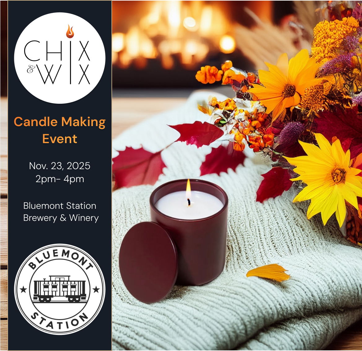 Sip & Pour: Candle Making at Bluemont Station Brewery and Winery November 23, 2025