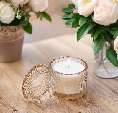 Diamond Glass Champagne with Lid  - 7.5 oz