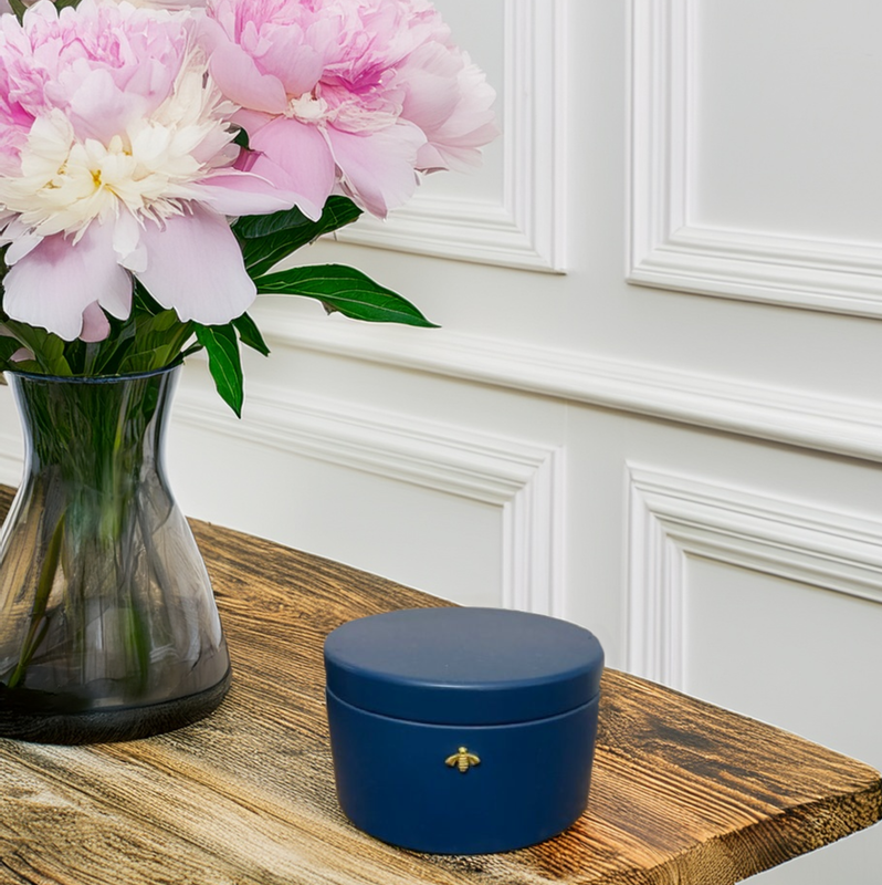 Golden Bee Navy Blue Tin Vessel - 6.5 oz