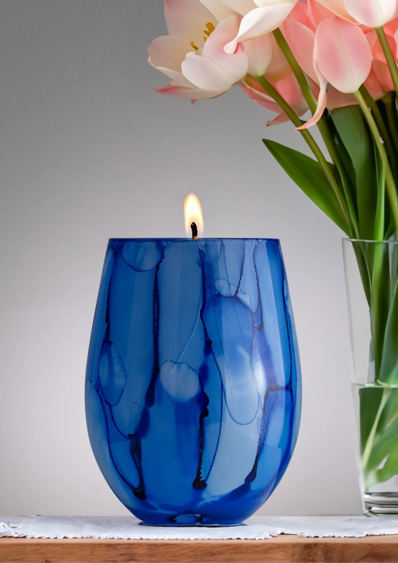 Blue Marble Glass - 17 oz