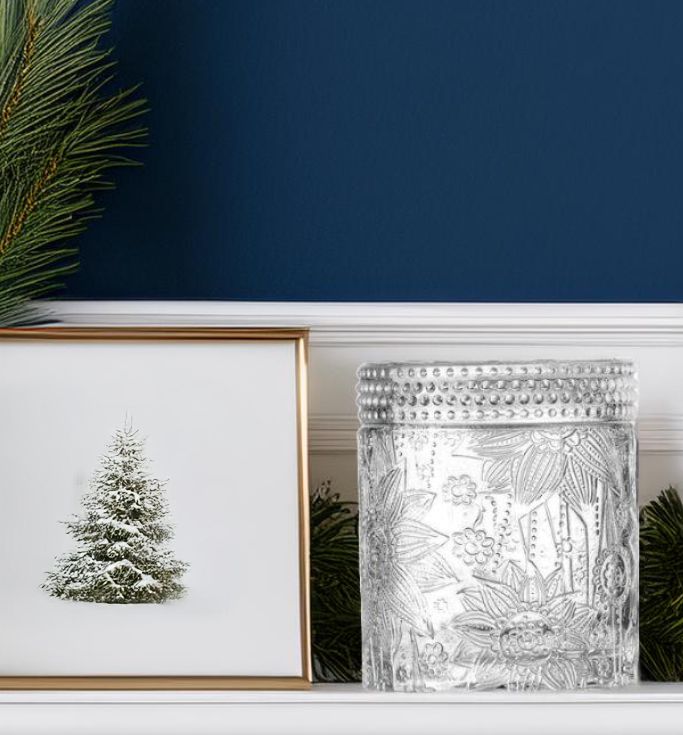 Floral Clear Glass with Lid  - 11 oz