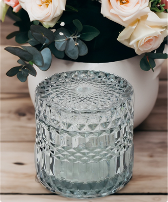 Diamond Glass Blue with Lid  - 7.5 oz