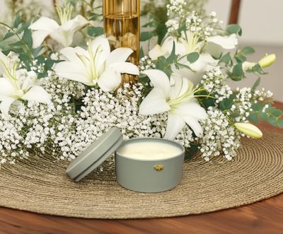 Golden Bee Green Tin Vessel - 6.5 oz