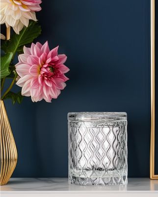 Decorative Clear Glass with Lid  - 8 oz
