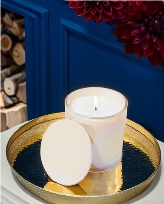 Iridescent White Modern Glass with Lid - 8 oz