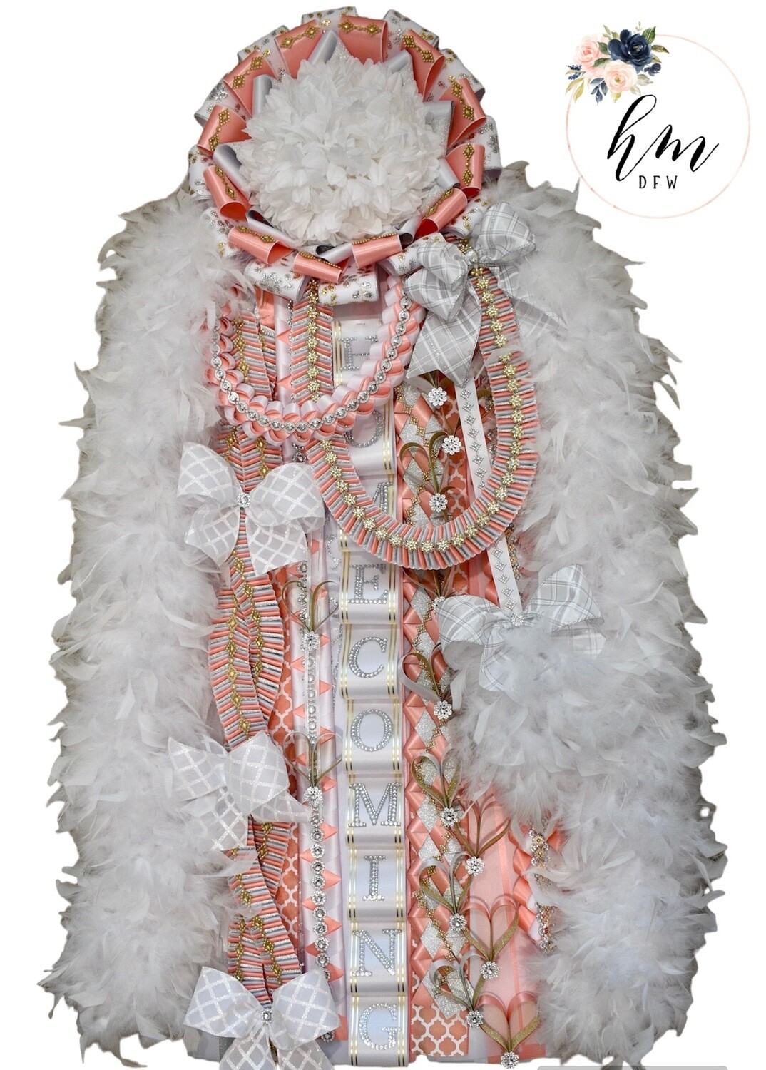 Single Mega in Peach/White