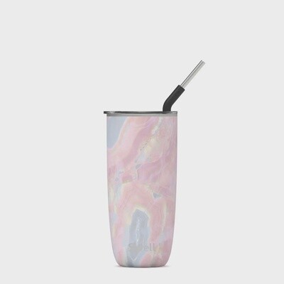 S'well Stainless Steel Geode Rose 24oz Tumbler with Straw