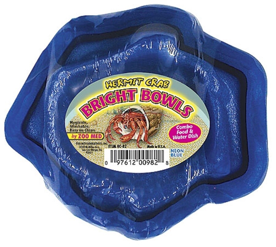 hermit crab bright bowls combo food and water dish, Color: neon blue