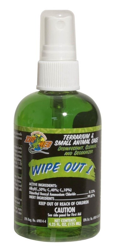 wipe out terrarium and small animal cage disinfectant, cleaner, and deodorizer