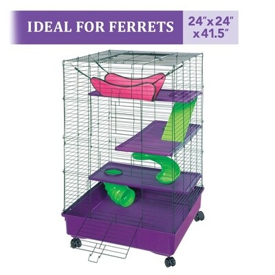 Ferret Cage on wheels.  Purple