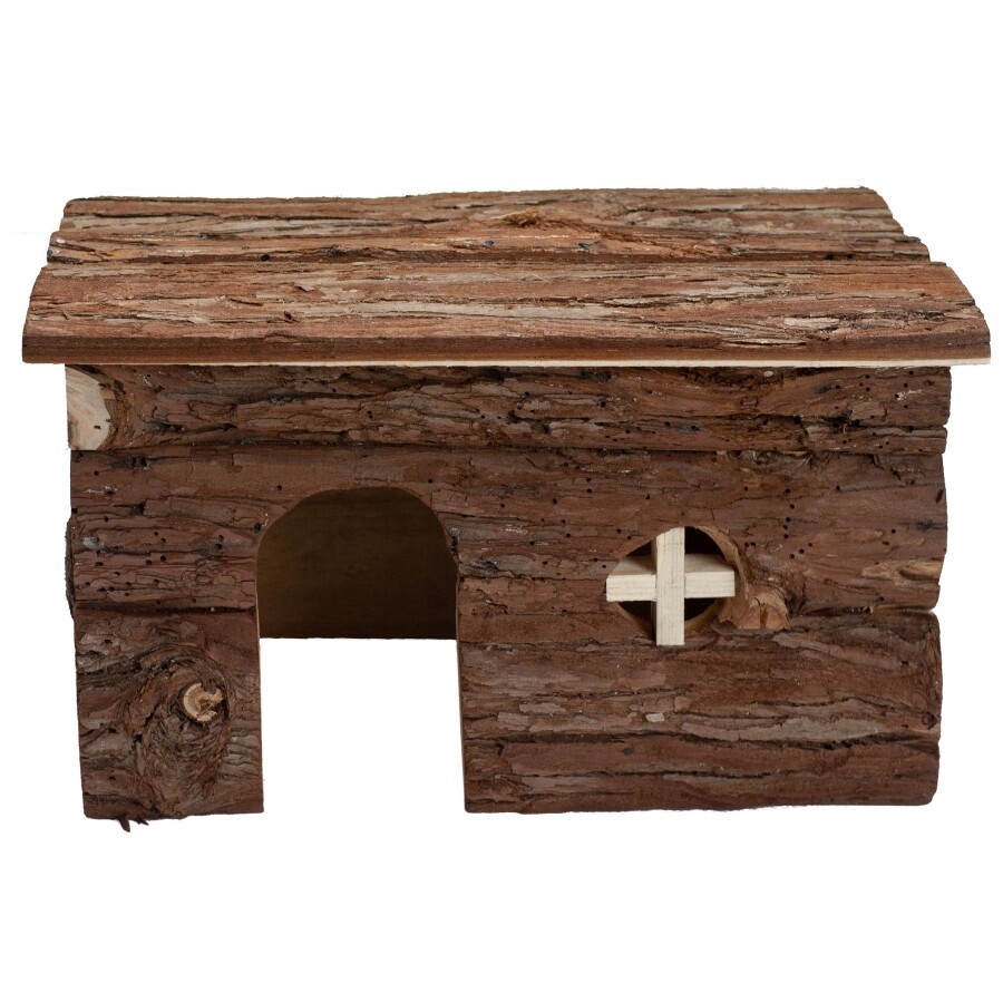 A &amp; E Cages Nibbles Log Cabin Small Animal Hut Brown