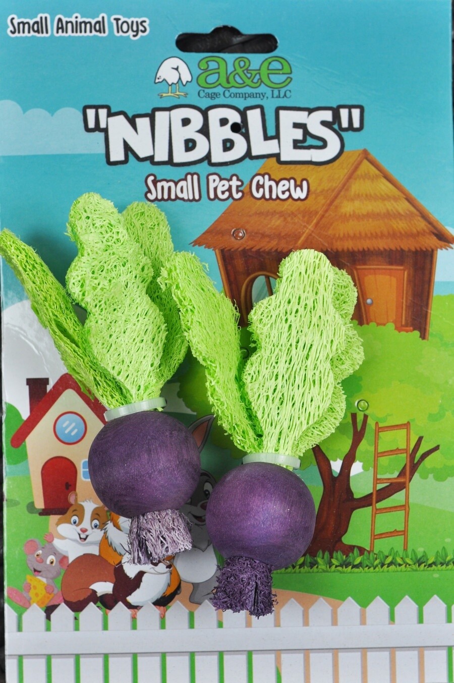 A &amp; E Cages Nibbles Small Animal Loofah Chew Toy Turnips