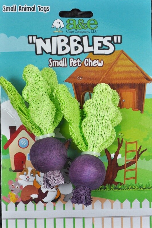 A &amp; E Cages Nibbles Small Animal Loofah Chew Toy Turnips