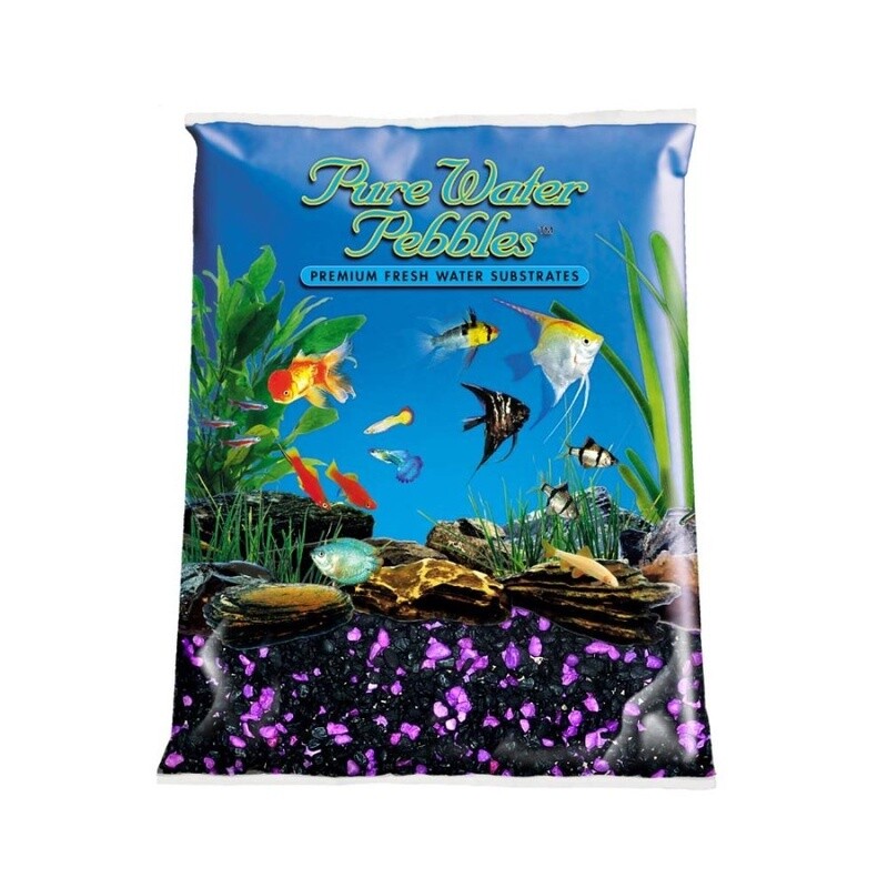 Pure Water Pebbles Premium Fresh Water Coated Aquarium Gravel Blackberry Glo, 6ea/5 lb