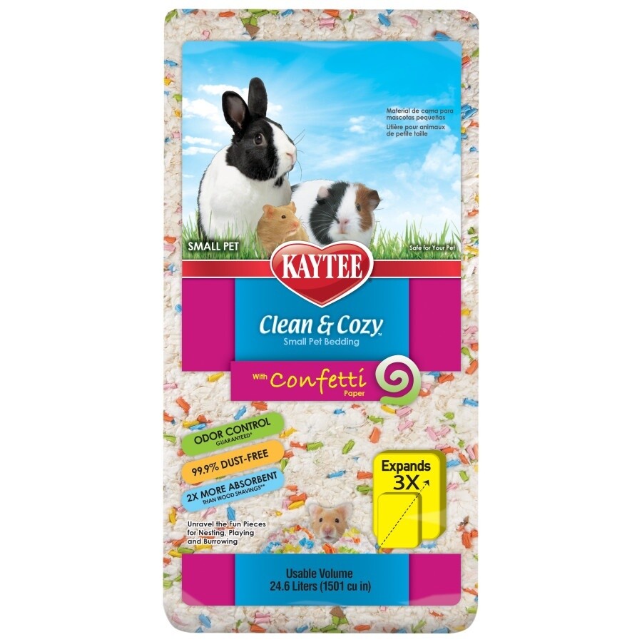 Kaytee Clean &amp; Cozy Confetti Bedding White Paper Bedding with Colored Confetti Paper, 1ea/24.6 l